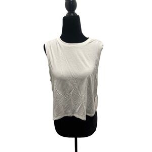 Splits59 Sienna Tank White Cropped Sleeveless Athletic Style B3088 Size Small